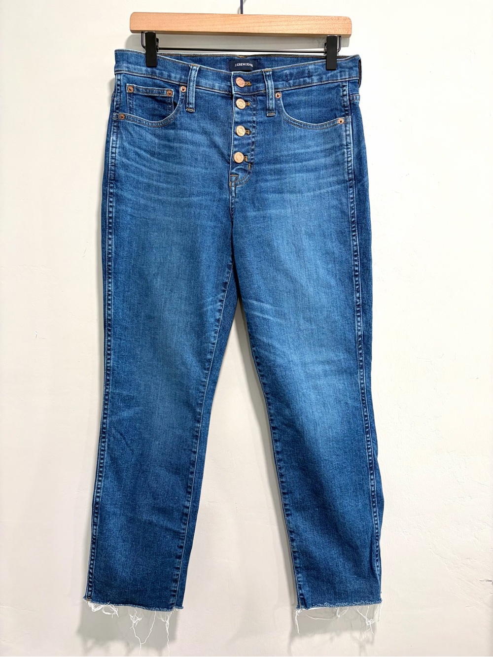 J.Crew Vintage Straight Button Fly Cut Off Crop Jeans